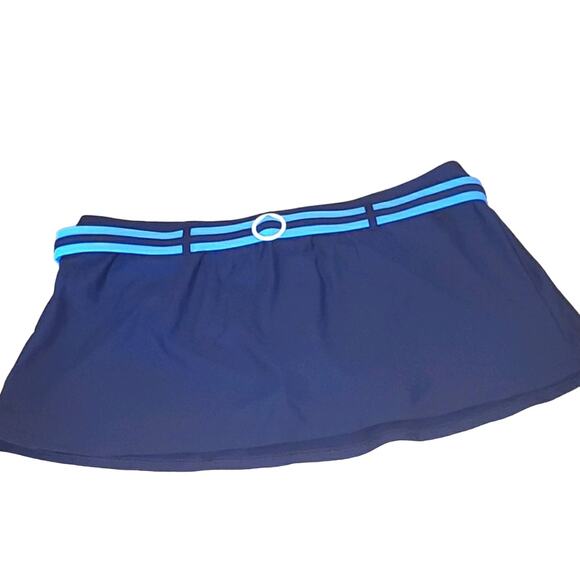 Nautica Bikini Skirt with Built-In Briefs Plus Size 14 SL Belted Navy Swimsuit - Picture 1 of 5